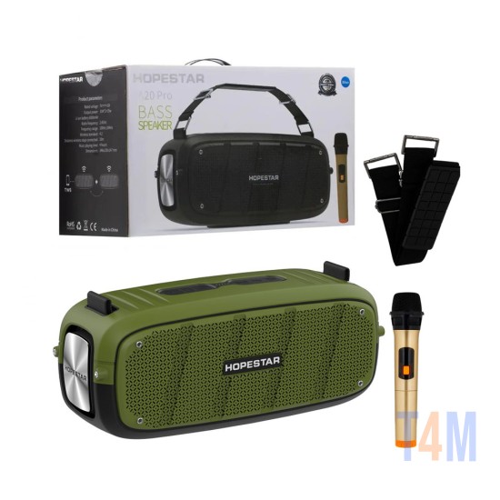 HOPESTAR PORTABLE BLUETOOTH SPEAKER A20 PRO TWS/HANDS-FREE/U DISK/TF/AUX WITH MICROPHONE SUPPORT POWER BANK 35W GREEN